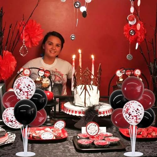 TONIFUL 4 Set Black Wine Red Balloon Stand Balloon Centerpieces for Table - Image 4