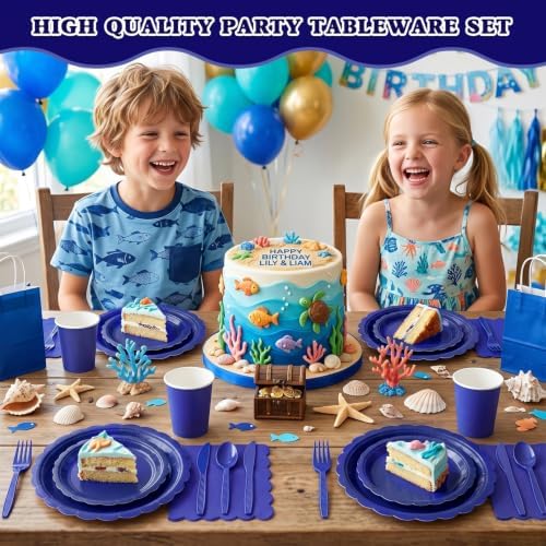 Vyntra 175 Pcs Navy Blue Paper Plates and Napkins Party Supplies - Image 6
