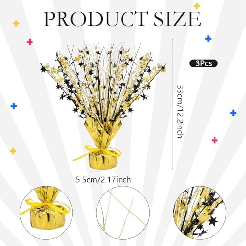 Crowye 3 Pcs Black Gold Foil Spray Centerpieces Wedding Decor - Image 2
