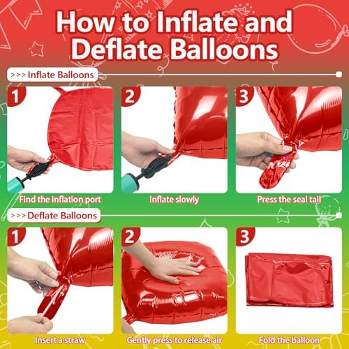 NISOCY 48PCS Red Green Gold Square Foil Balloons Wall Backdrop Double Sided Red Green Gold Balloons Arch Kit for Birthday Christmas New Year’s Graduation Anniversary Wedding Party Decorations - Image 3