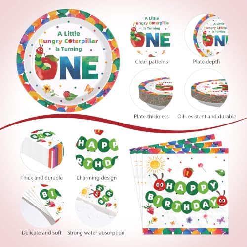 170Pcs Caterpillar 1st Birthday Party Decorations, Serves 24 - Image 3