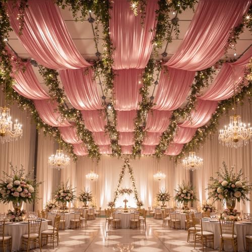 20ftx40ft Rose Gold Ceiling Curtain for Wedding Parties - Image 5