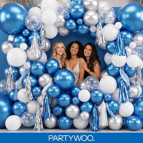 PartyWoo Metallic Blue Balloons 50pcs Chrome Blue Color 12 Inch - Image 5