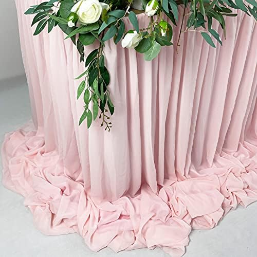 Pooling and Floating Chiffon Table Skirt with extra length, 6FT 9FT 14FT Sheer Tablecloth, Baby Shower, Birthdays Party, Main Cake Table Decoration, Wdding Table Skirt (Blush Pink, 6FT) - Image 4