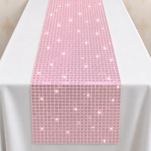 Disco Party Decorations - Pink Glitter Disco Table Runner - Image 7