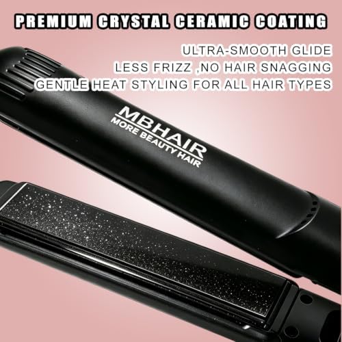 MBHAIR Flat Iron Hair Straightener Curler 2 in 1,Ceramic 1″ Instant Heat up - Image 2