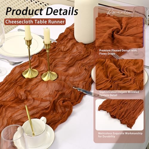 8 Pack Terracotta Cheesecloth Table Runner 17x108 inch Boho Gauze Cheese Cloth Table Runners for Wedding Party Baby Bridal Shower Home Decor - Image 4