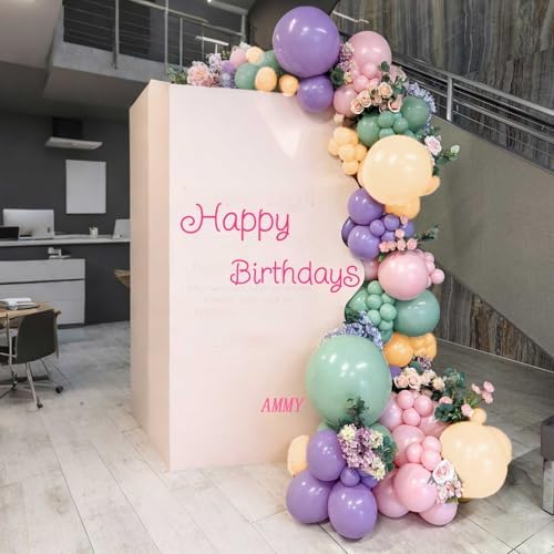 Dusty Green Purple Pink Balloon Arch Kit Fairy Wonderland Birthday Party Decorations Fairy Balloon Garland Dusty Green Pastel Pink Lavender Purple Balloons for Girls Fairytale Tea Party Supplies - Image 6