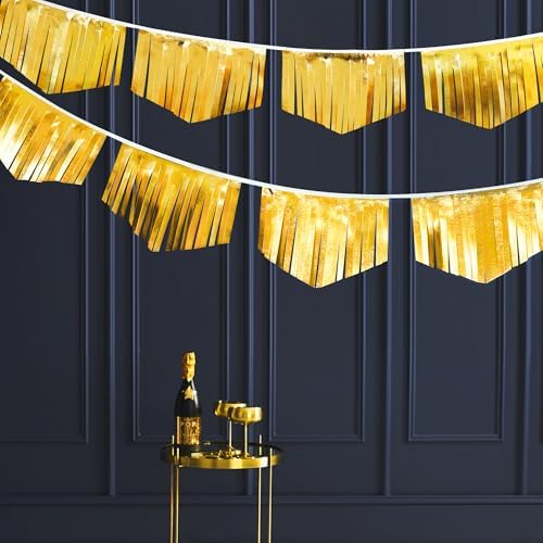 Gold Tassel Banner Double Sided Metallic Fabric Pennant Bunting Flag Garland for Graduation Birthday Anniversary Bachelorette Engagement Wedding Bridal Shower Baptism Hen Party Decorations Supplies by pinkblume