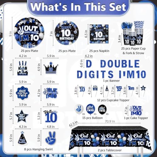197pcs 10th Birthday Decorations for Boys, Serves 25 - Image 3