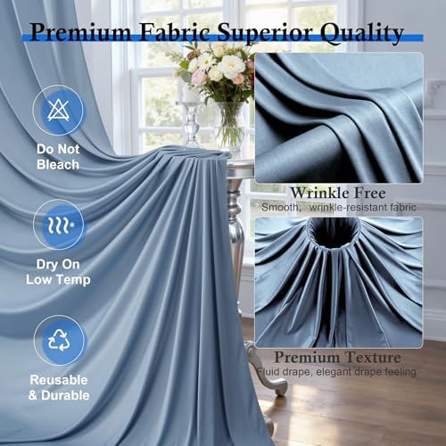 50ft x 12ft Dusty Blue Backdrop Curtains for Parties, Wrinkle Free 10 Panels Photo Backdrop Drapes Back Drop Cloth for Wedding Birthday Photography Background Decor - Image 2