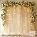 Tulle Backdrop Curtain with Lights Sheer Champagne Curtain Backdrop 20x10ft by Fomcet