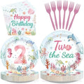 96Pcs Two The Sea Birthday Party Decorations for Girls Serves 24 by Greencian