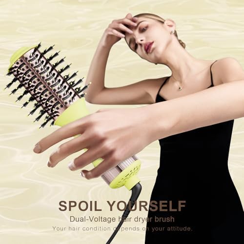 Travel Brush Blow Dryer, Dual Voltage Hair Dryer Brush - Cepillo Secador De Cabello 2” Oval Size Hair Curler/Straightener Portable Mini Hair Styling Tools(‌Auto Dual Voltage & No Converter Needed) - Image 2