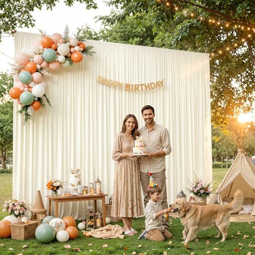 20x10ft Ivory Backdrop Curtain Panels for Parties - Wrinkle Free Polyester Photo Curtain Backdrop Wedding Back Drop Fabric Drapes for Party Decorations Background for Photography - Image 6