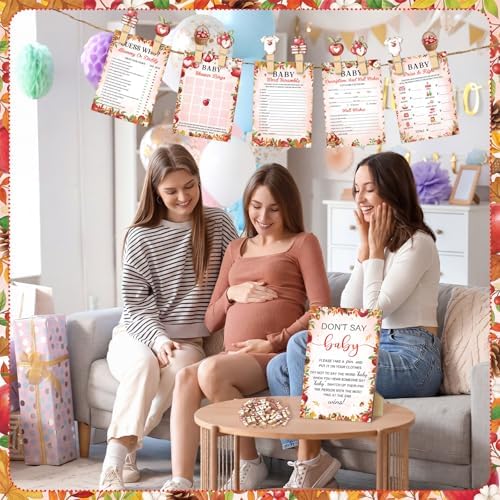 Patelai 321 Pcs Baby Shower Games Supplies, Apple of Our Eye - Image 6