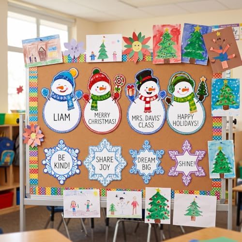 Blulu 40pcs Christmas Cutouts Winter Bulletin Board, Snowman - Image 4