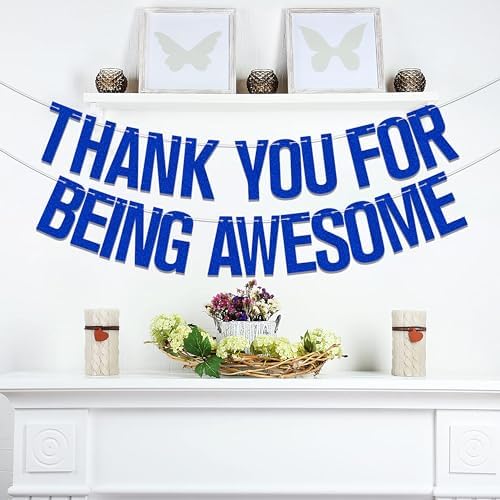 Thank You for Being Awesome Banner Blue Glitter, We Will Miss You Banner, Birthday,for Retirement Farewell Going Away Office Work Party Decorations Blue Glitter - Image 7