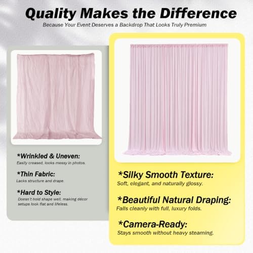 10x12 ft Light Pink Backdrop Curtains for Weddings, Birthdays and Photos - Image 4