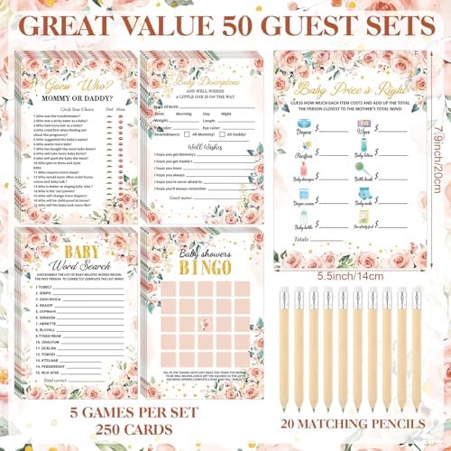 Patelai 321 Pcs Baby Shower Games Supplies, Floral - Image 4