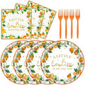 72 Pcs Little Cutie Orange Citrus Paper Plates and Napkins Party Supplies by KFJBPB