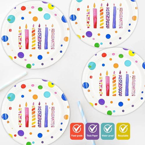 Birthday Plates & Napkins, Colorful Dots, 7 Inch, 50PCS - Image 4