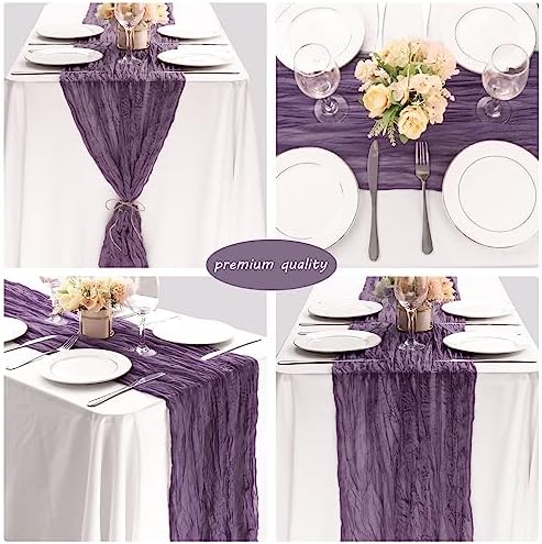 35x120 Inch Grape Cheesecloth Table Runner Wedding Birthday Party Decor - Image 5