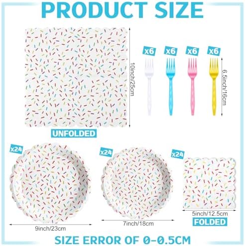 Newtay 96 Pcs Donut Plates Napkins Sprinkles Birthday Party Tableware Set - Image 2