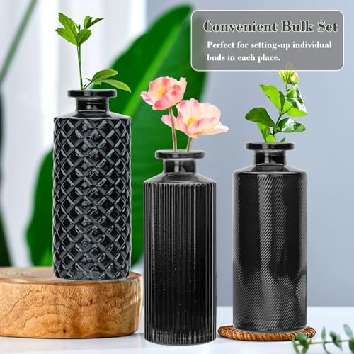 Glass Bud Vase Set in Bulk, 9pcs Mini Vintage Flower Vases - Image 3