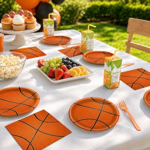 72 Pcs Basketball Plates Napkins and Forks Set, 7 Inch, Serves 24 Guests - Image 5