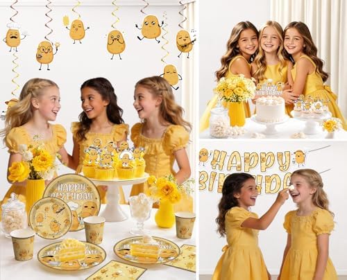 Potato Party Decorations Serves 25, 213Pcs Cute Cartoon Potato Plates, Banner, Cups, Cake Topper, Cupcake Topper, Disposable Table Cloth, Paper Material - Image 7