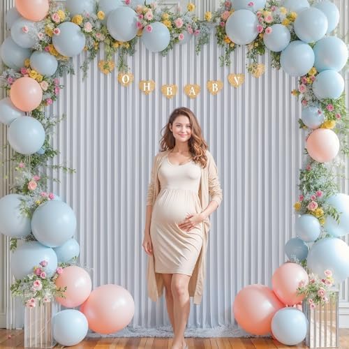 4 Panels Silver Grey Backdrop Curtain for Parties Wedding Wrinkle Free Silver Grey Photo Curtains Backdrop Drapes Fabric Decoration for Birthday Party Baby Shower 20ft(W) x 10ft(H) - Image 3