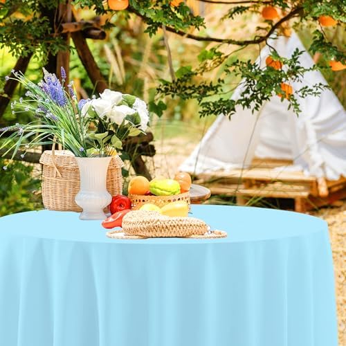 12 Pcs Assorted Color Round Plastic Tablecloths - Image 4