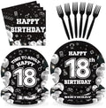 96 Pcs Black White 18th Birthday Party Decorations, Serves 24 by Greencian