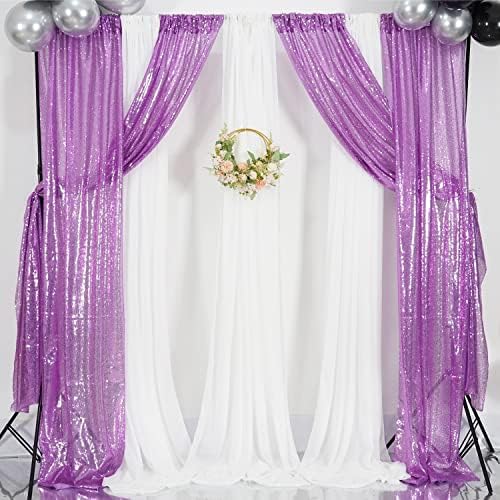 Poise3EHome Lavender Sequin Backdrop Curtain,4 Panels 2FTx8FT Glitter Background for Party Birthday Party Baby Shower Wedding Christmas Thanksgiving Halloween Holiday Festival Decor - Image 5