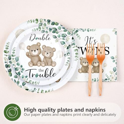 96 Pcs Twin Baby Shower Party Decorations for Twins, Serves 24 - Image 2