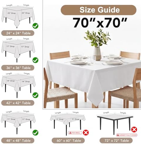 Fitable 6 Pack Red Square Tablecloths 70x70 Inch for 2-4 Ft Tables - Image 5