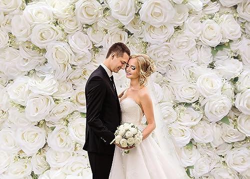 7x5FT Flower Wall Backdrop White Rose Floral Photography Background Girls Birthday Party Wedding Bridal Shower Party Decorations Portrait Photoshoot Banner Photo Booth Props - Image 5