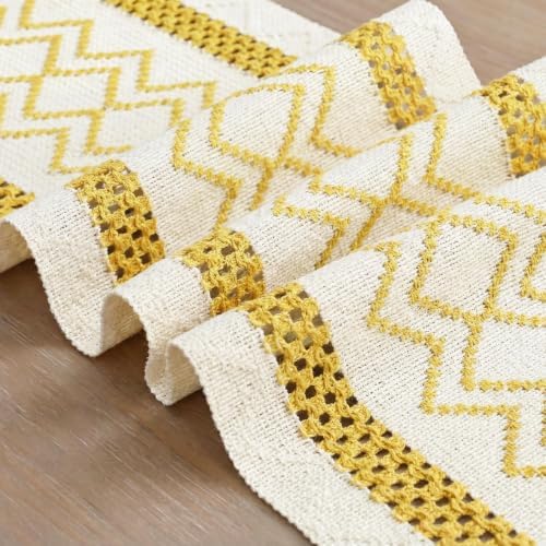Artoid Mode Yellow Stripe Diamond Woven Table Runner 12x72 Inch - Image 6