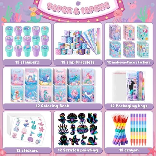 BenLouis 96Pcs Mermaid Coloring Set for Kids Party Favors - Image 2