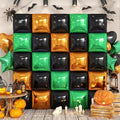 Black Orange Green Square Foil Balloon Wall,25Pcs Double Sided Balloons by Adorely