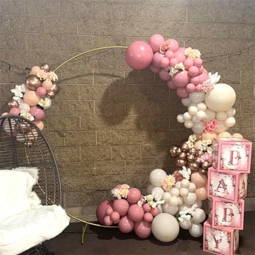 Dusty Pink and Rose Gold Balloons, 12In Retro Blush Pink Beige White Balloons with Metallic Rose Gold Confetti Latex Balloons Set for Girls Women Birthday Baby Bridal Shower Wedding Party Decorations - Image 5