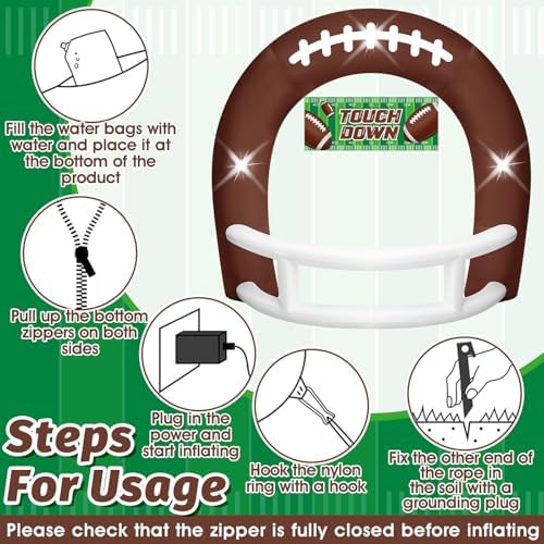 8FT Brown White Inflatable Football Helmet Arch with LED Lights - Image 7