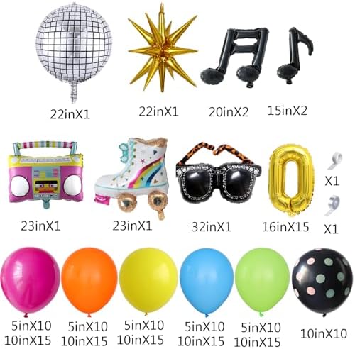 80s 90s Disco Theme Party Decor, 161Pcs Rainbow Balloon Arch Garland Kit - Image 2