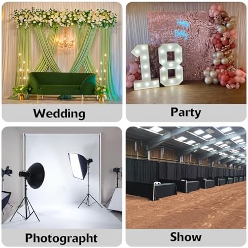 Hecis Pipe and Drape Backdrop Stand,8ft x 10ft Backdrop Stand, Adjustable Metal Heavy Duty Wedding Background for Parties Birthday Party Baby Shower Wedding Decorations - Image 4