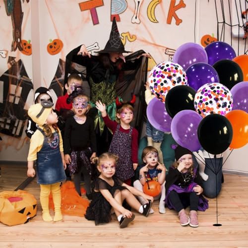 60Pcs Black Orange Purple Balloons, 12 Inch Balloon Purple Black Orange Party Balloons with Confetti Latex Helium Balloon for Birthday Festival Party Decoration Halloween Theme Party Indoor Outdoor - Image 3