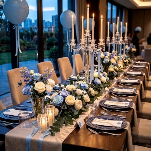 Ciaell 150 PCS Blue and Silver Plastic Plates - Blue Disposable Plate include 50 Plates, 25 Knives, 25 Forks, 25 Spoons, 25 Cups for Weddings & Party - Image 6