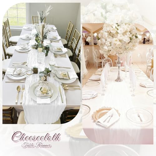 3 Pack White Cheesecloth Table Runner, 17 x 108 inch, Semi Sheer Boho Cheese Cloth Fabric Table Runner Bulk for Wedding, Birthday, Party, Holiday, Home Decor (White) - Image 6