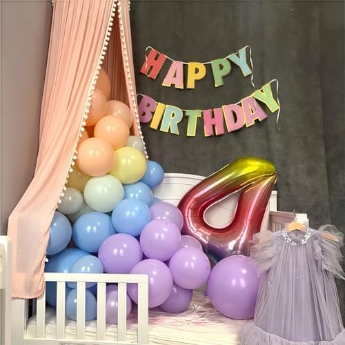 Pastel Rainbow Balloons, 60Pcs Colorful Macaron Pink Orange Yellow Green Blue Purple Balloons Birthday Decor, 12 Inch Multicolor Assorted Colors Latex Balloon for Wedding Baby Shower Party Decorations - Image 3