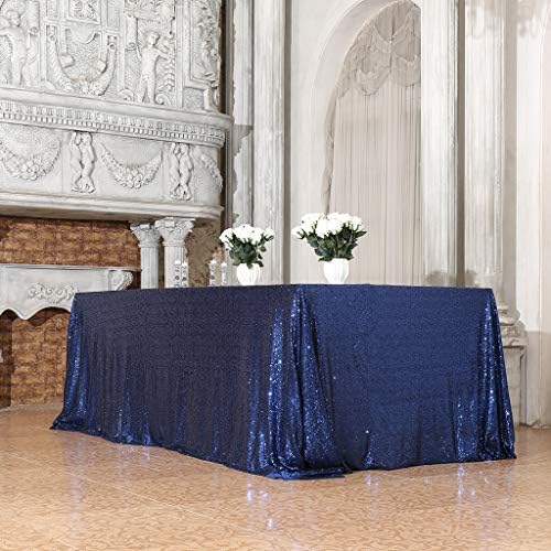 Eternal Beauty Navy Blue 60x102 Inch Nautical Party Sequin Tablecloth - Image 3